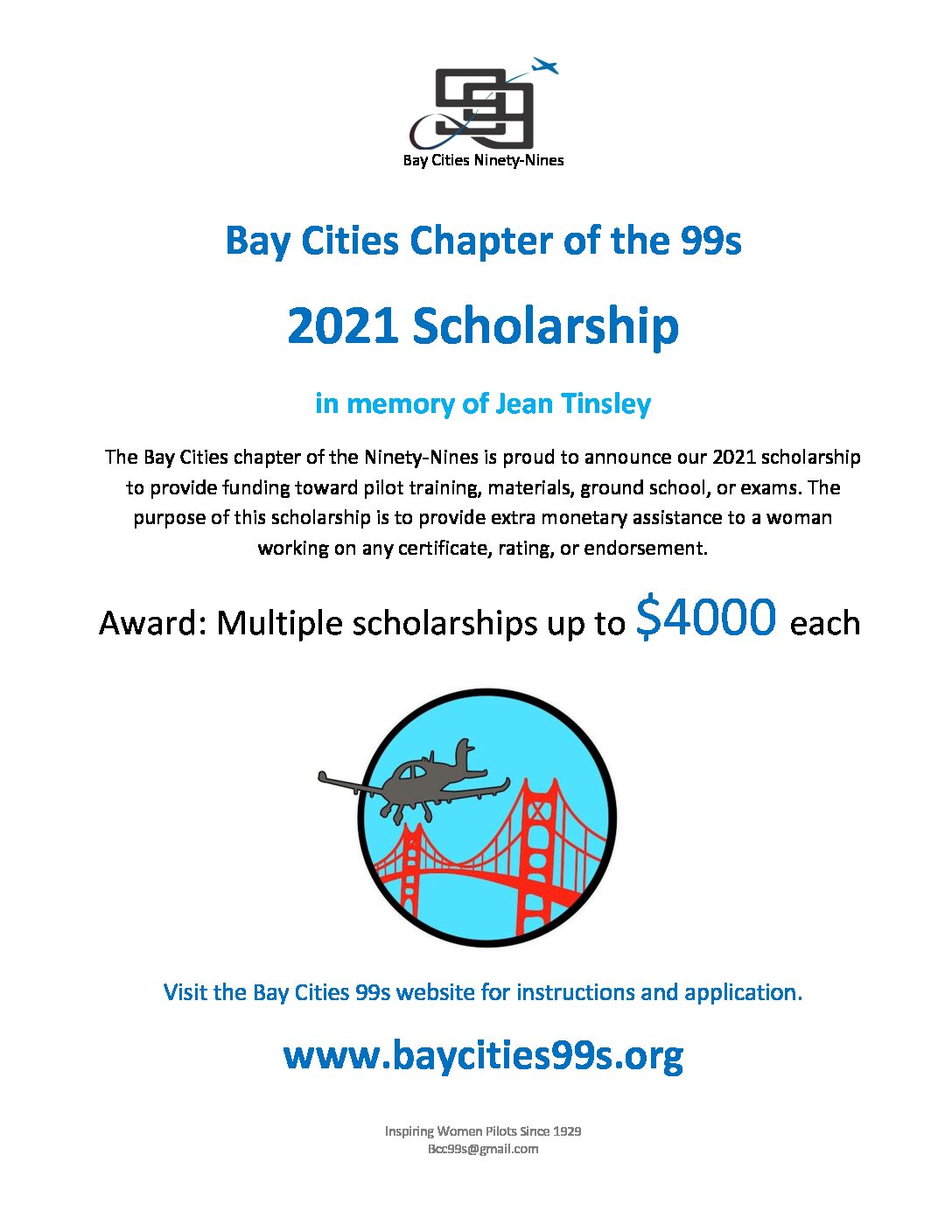 Pilot Training Scholarship | 99s Bay Cities Chapter
